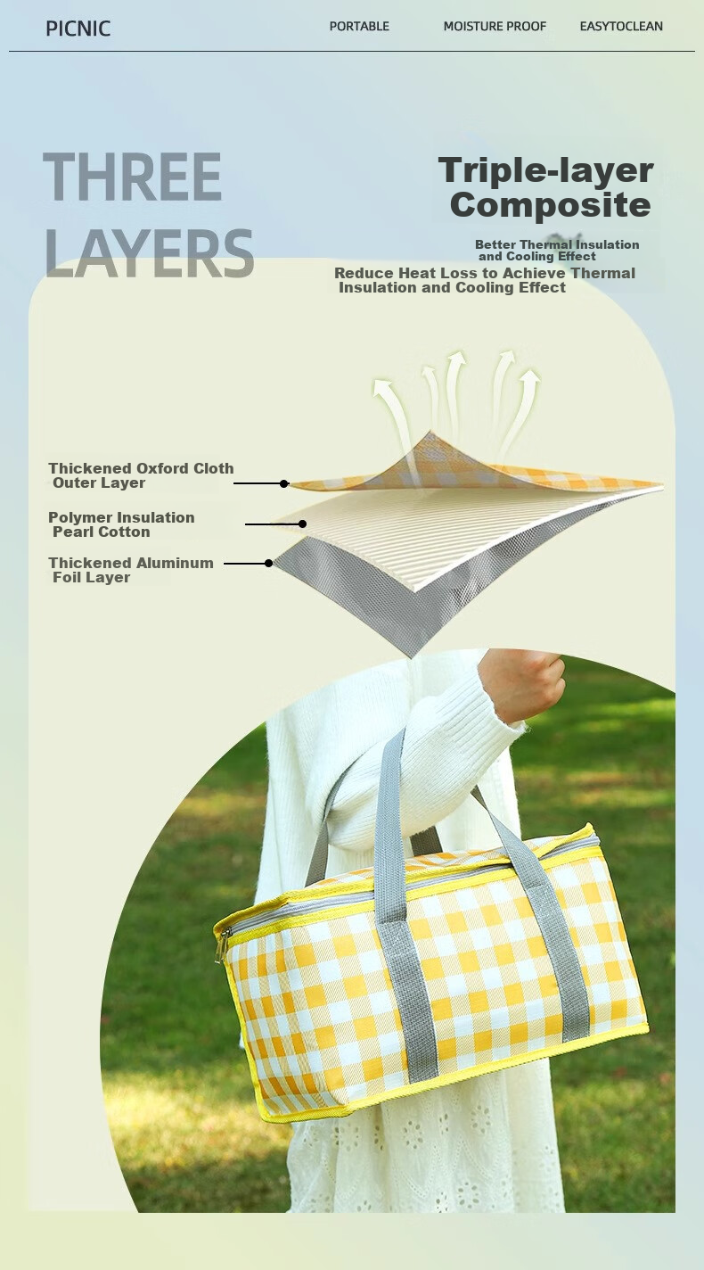 Beifute Insulated Picnic Bag [15L], Camping, Outdoor Travel, Portable Folding Cooler, Handheld Insulated Lunch Box 9