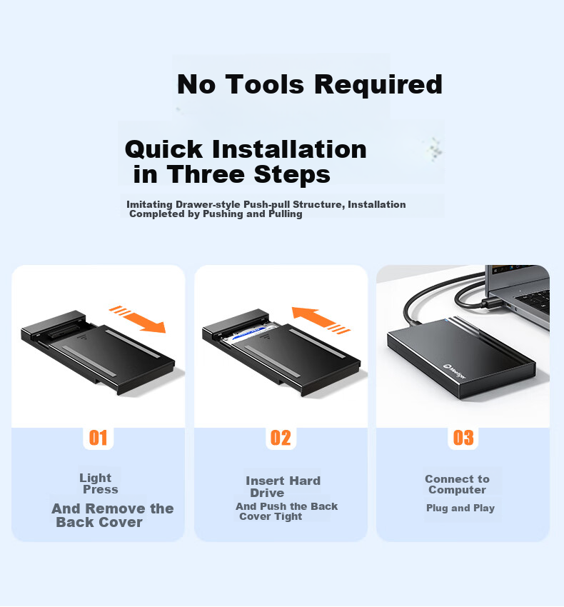 Mihu External Hard Drive Enclosure USB3.2 Compatible with 2.5-Inch SATA SSD And HDD, for Laptop And Desktop Computers Z2C6 17