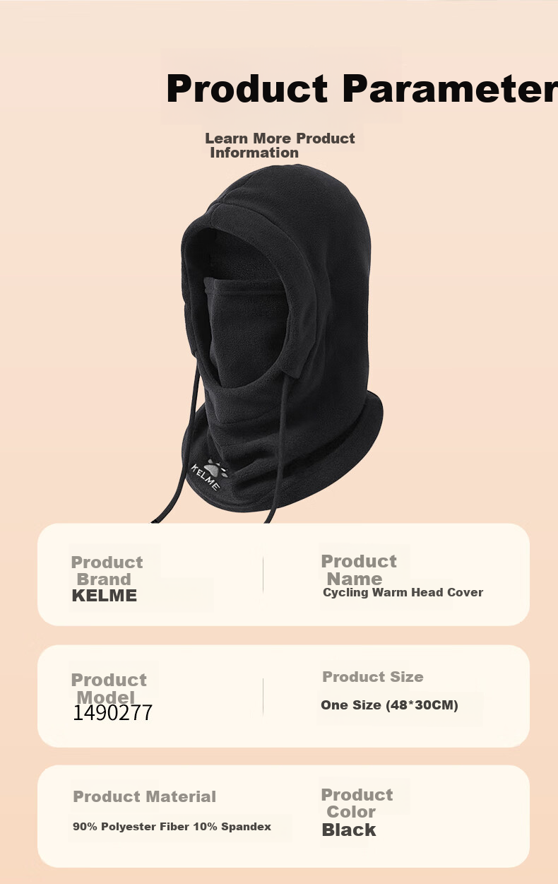 KELME Cycling Face Mask Balaclava, Winter Warm Hat for Men And Women, Fleece-Lined Neck Gaiter, Electric Motorcycle Snow Ski Face Protection against Cold Wind 12