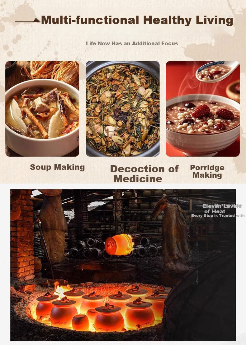 JIWUSENLIN Ceramic Sand Pot for Frying Medicinal Herbs, Heat-Resistant Traditional Chinese Medicine Pot, Health-Preserving Stew Pot, Herbal Medicine Cooking Pot, Home-Use Sand Pot, 2 Liters 4