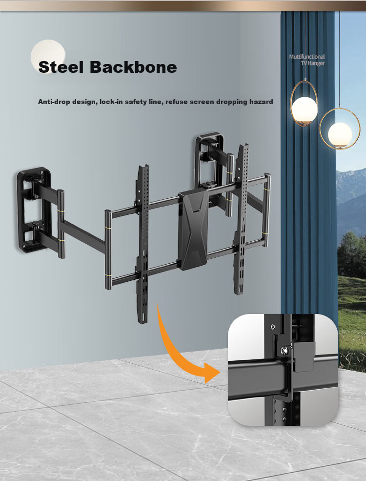 TAZD 65-90 Inch TV Mount, Extendable Bracket, Thickened Large Span Wall Plate, Stretching Internal Embedded Rotating Bracket, Suitable for Hisense, TCL, Leiniao, Huawei, Xiaomi, Skyworth And Others 12