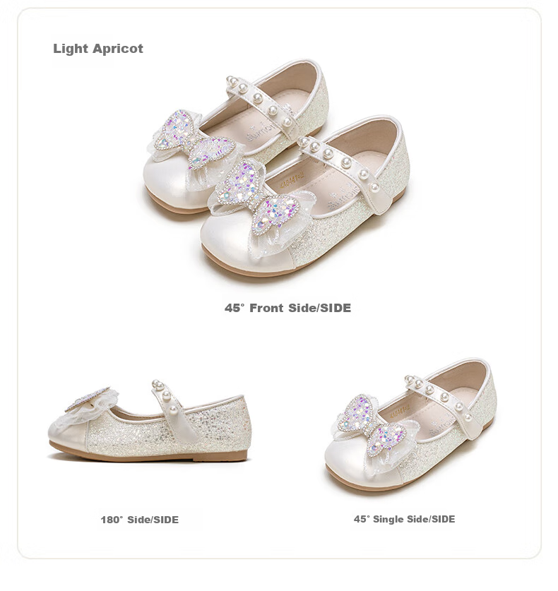 Follow Me Girls' Sequin Bow Square-Toe Princess Shoes, Soft Sole Breathable Performance Dress Shoes for Girls, Pink, Size 29 12
