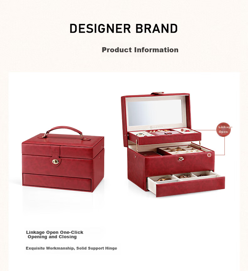 VLANDO Chinese High-End Jewelry Box, Large Capacity Storage Box, Gift for Best Friends, Colleagues, Newlyweds, Wedding Anniversary, Birthday Present 6