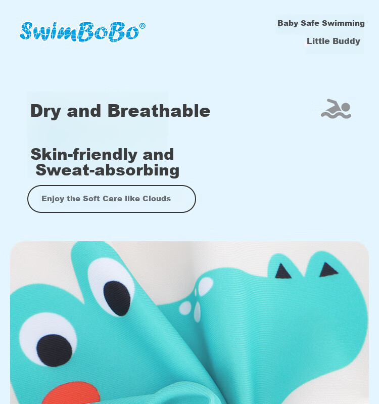 Swimbobo Children's Swimwear, Boys' Two-Piece Swimsuit, Beginner Swimming Gear, Cartoon Crocodile Design, Long-Sleeve Two-Piece Swimsuit, Size 90 8