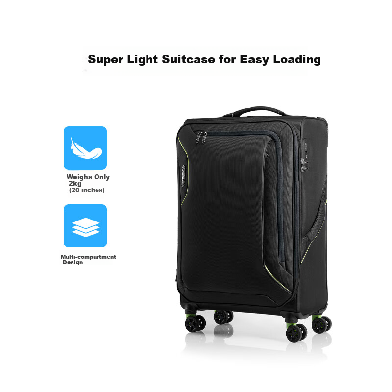 AMERICAN TOURISTER Luggage, 26-Inch Expandable Suitcase, Large Capacity Soft Case with Wheels, Business Password Lock, DB7 Black