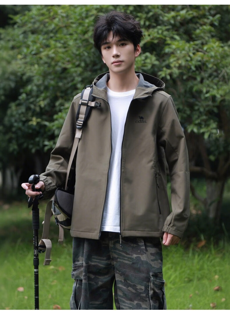 CAMEL Outdoor Softshell Jacket Couples Waterproof Windproof Fleece Lined Hooded Coat AA32263652 1