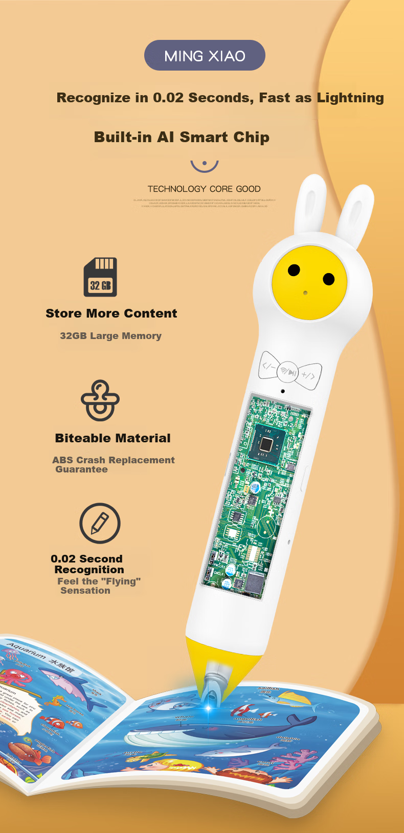 Mingxiao Children's Smart Reading Pen, Universal English Textbook Toy for Boys And Girls, V6 Birthday Gift 8