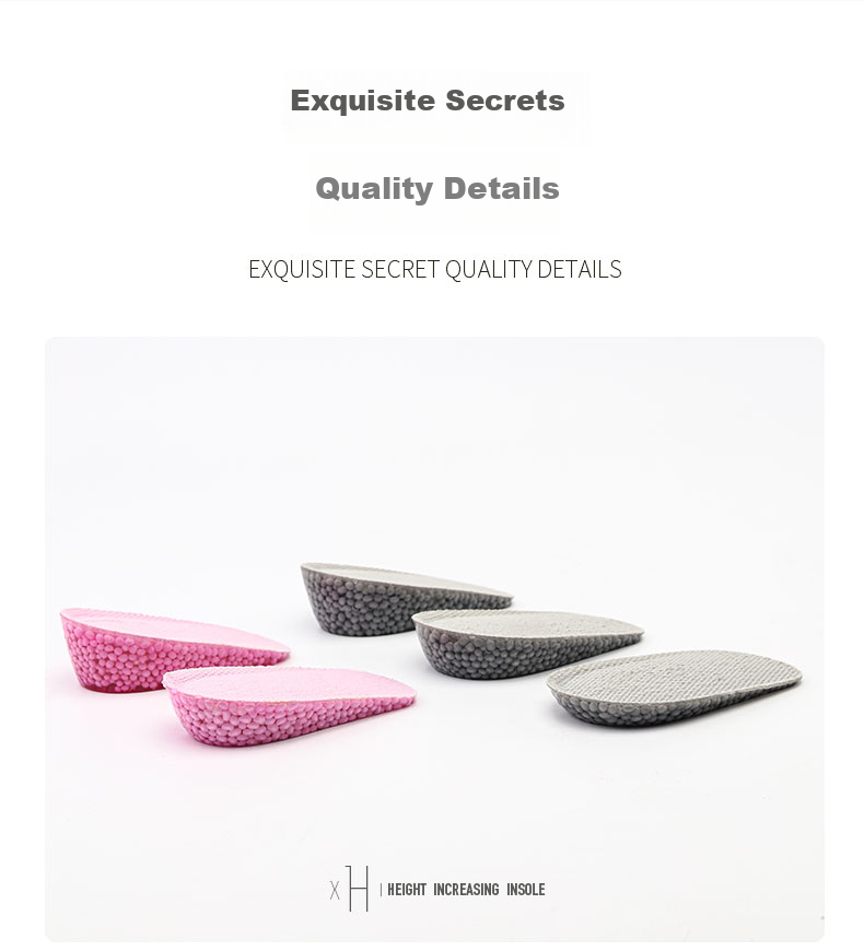 Maigaole 2 Pairs Boost Invisible Height-Increasing Insoles, Women's Half Insoles, Soft And Comfortable, Men's Silicone Popcorn, Gray - 1CM - Women's 8