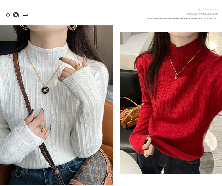 YUZHAOLIN Apricot Half Turtleneck Base Shirt Women's Little Chanel Style Inner Wear 2025 Autumn Winter New Sweater Knit Top 1