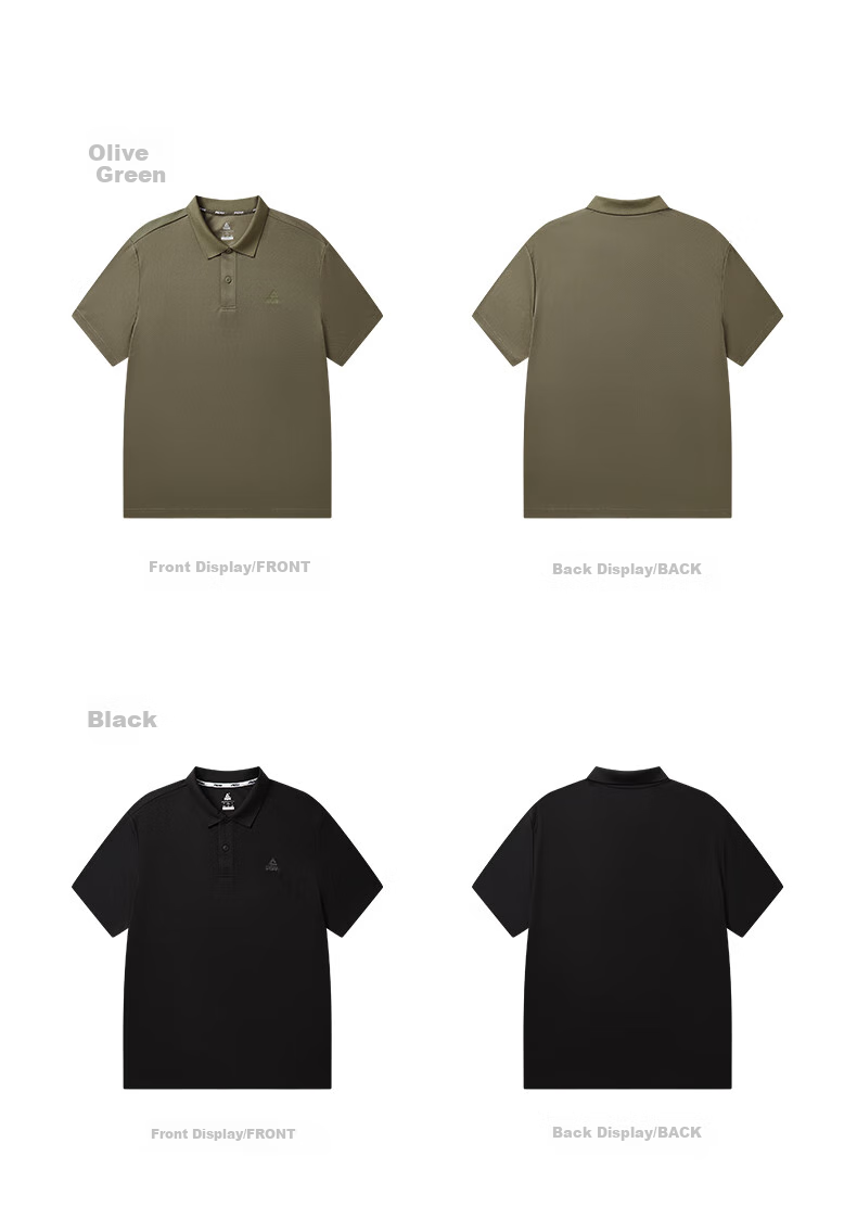 PEAK Polo Shirt for Men, Summer New Style, Sports Fitness Business Top, Breathable Casual T-Shirt, Loose Short Sleeve DF652241 36