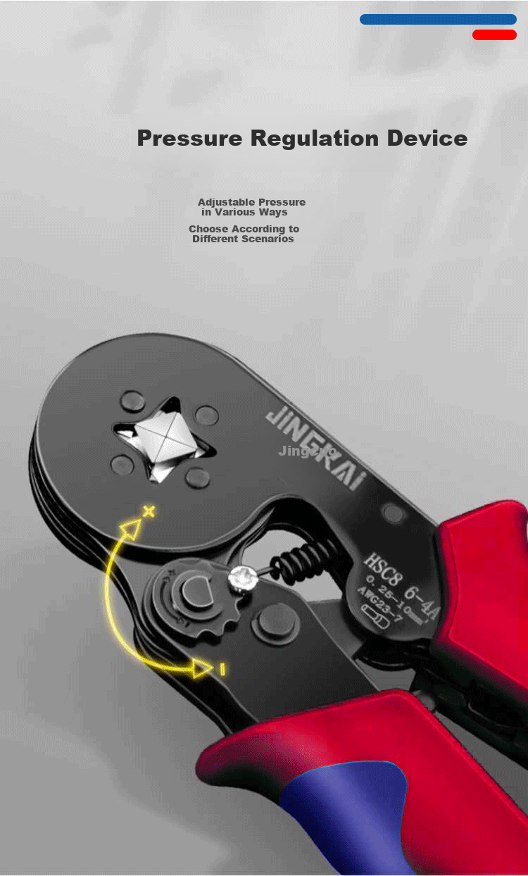 Jingkai Crimping Pliers, E Terminal Ve Cold Press Terminal Crimping Tool, TE Pin-Shaped Wire Clamp, Four-Sided HSC8 6-4A 3