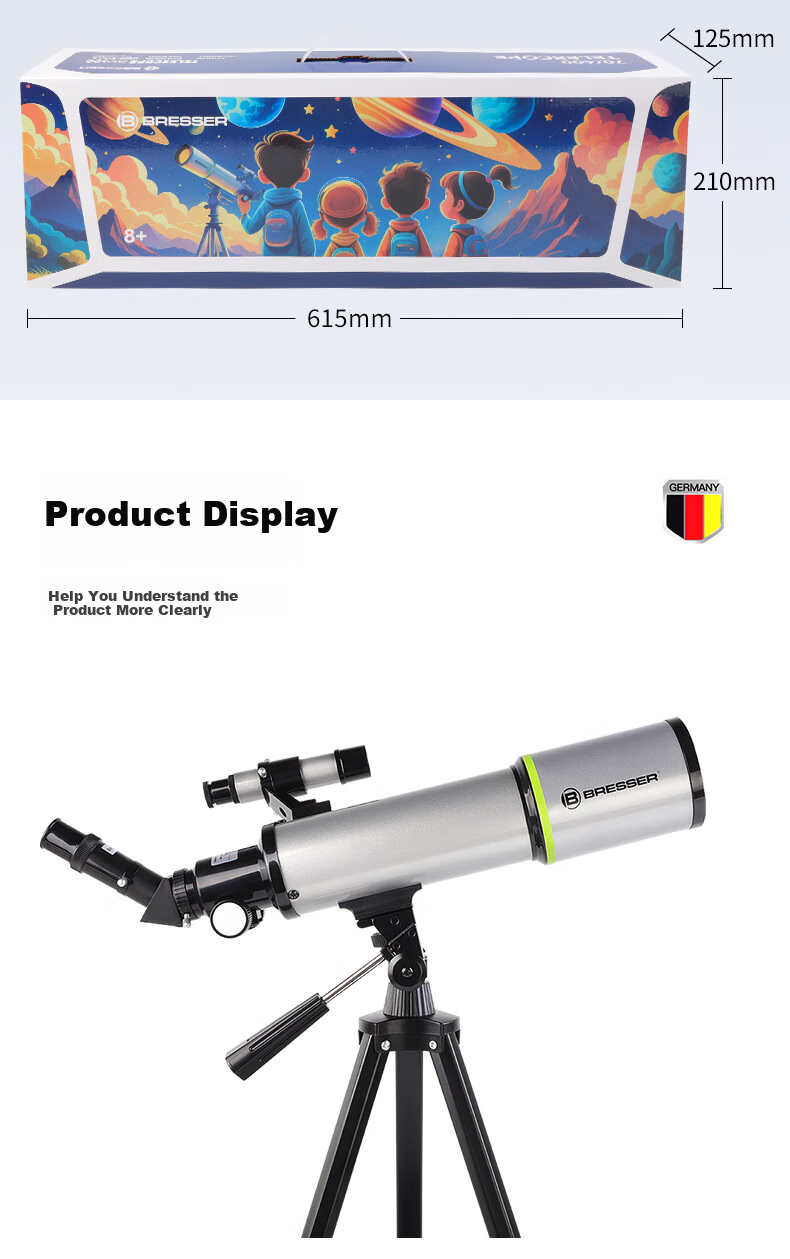 Bresser Astronomical Telescope, Professional-Grade High Magnification, High Definition, for Children, Boys And Girls, Beginner Stargazing, Scenic Viewing, New Year Gift 18