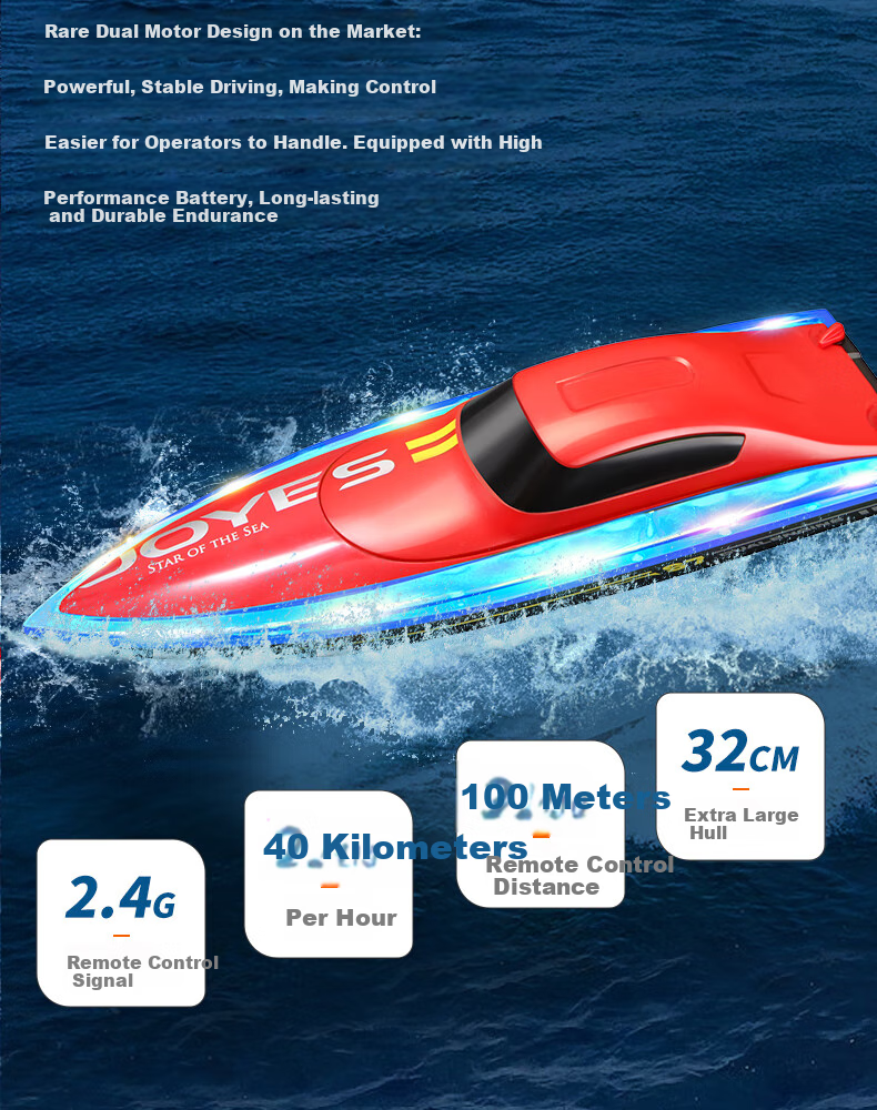 4DRC Remote Control Boat, High-Speed Speedboat, Electric Warship, Water Beach Outdoor Toy, Children's Cruise Ship, Birthday Gift for Young Boys 4