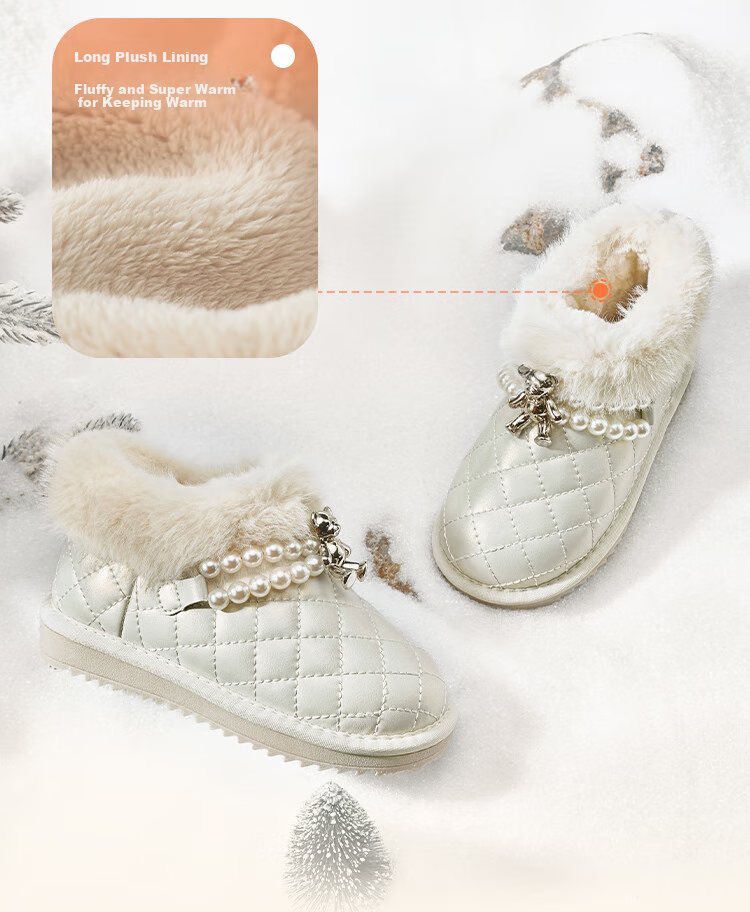 BALABALA Kids Snow Boots Girls Fleece Lined Thickened Winter Short Boots Non-Slip Fashionable 4