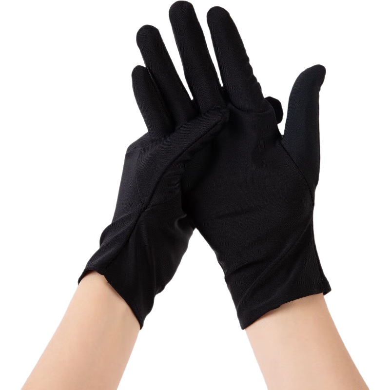 BAIGE Black Etiquette Gloves for Jewelry and Performance, Spandex Sweat-Resistant Thickened Work Gloves for Driving and Labor, High-Quality, 5 Pairs, Jingcang Flash Delivery