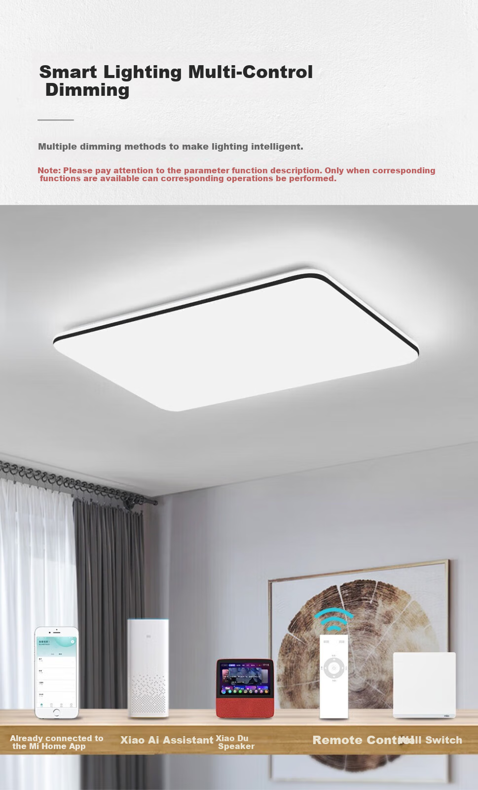 NVC Ceiling Light, LED Ceiling Lamp for Living Room, Modern Bedroom Study Dining Room Lighting Fixture, Comfortable Light, Square Shape, 36W, Three-Color Dimming 3