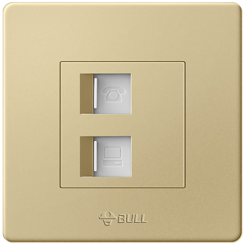 BULL Wall Socket G07 Series Dual Computer and Telephone Socket 86 Type Panel G07T212(U6) Champagne Gold
