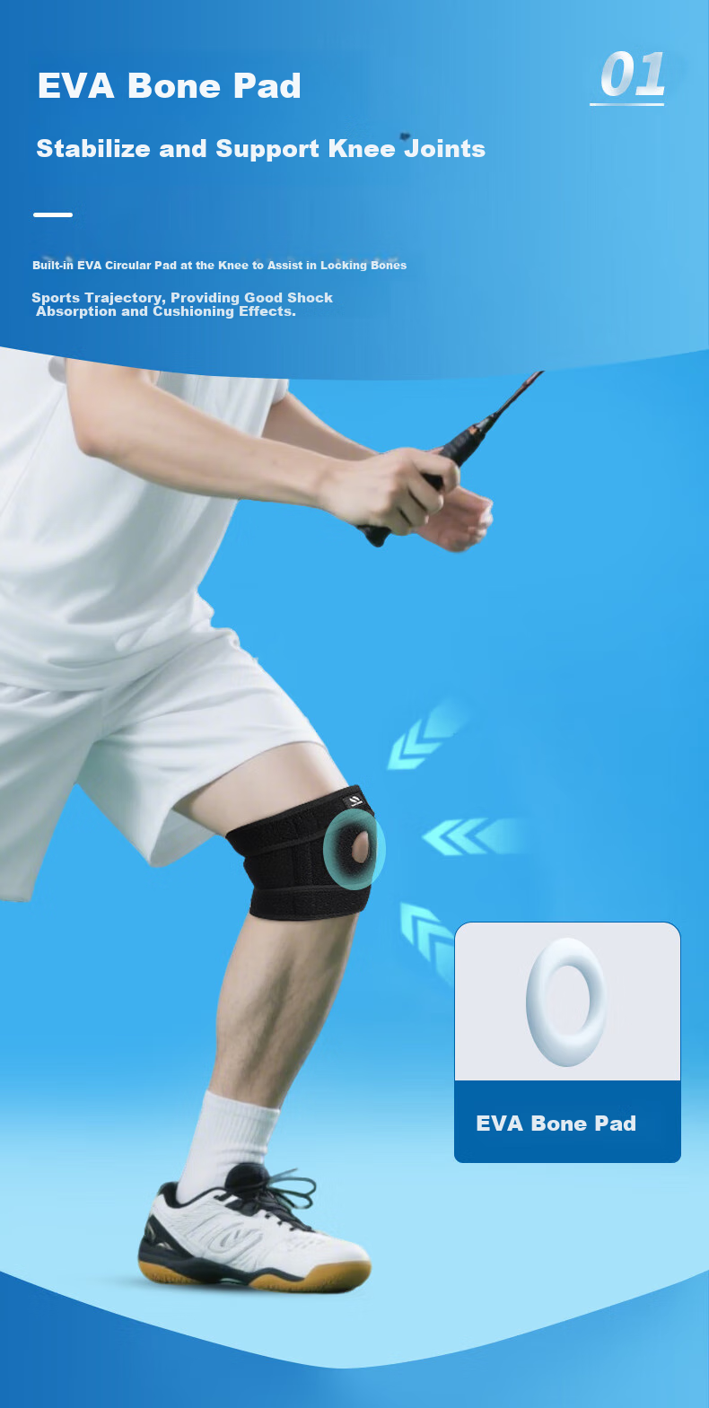 NAILEKESI N Sports Knee Brace, Professional Protection for Badminton, Specially Designed for Men, Suitable for Running, Hiking, Knee Joint And Meniscus Injury Protectio 4