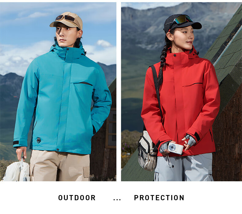 JEEP SPIRIT Men's and Women's Outdoor 3-in-1 Waterproof Windproof Mountaineering Jacket Couple's Dark Night Blue XS 25