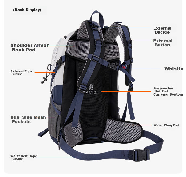 CAMEL Hiking Backpack, Outdoor Backpack, Travel Backpack, Mountaineering Backpack, Trekking Backpack, 2S04001A, Premium Gray 6