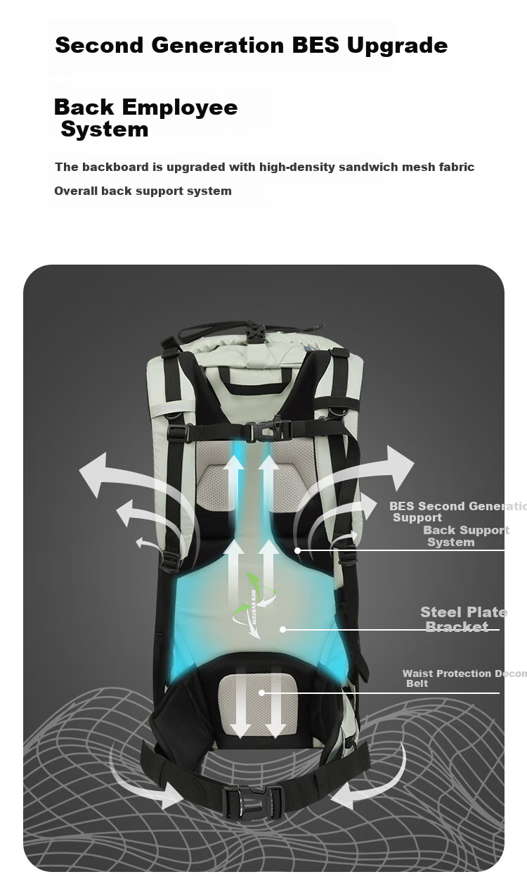 TOREAD Hiking Backpack, Outdoor Trekking Professional Rucksack, Waterproof Breathable Shoulder Bag, 40L Large Capacity Travel Bag, Rock Grass Gree 3
