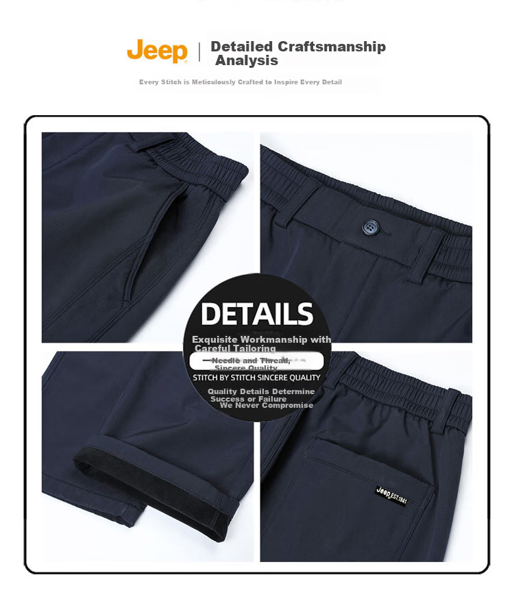 JEEP Casual Pants for Men, Spring And Summer Loose Cargo Pants, Men's Straight-Leg Sports Trousers, Navy Blue, 4XL 2