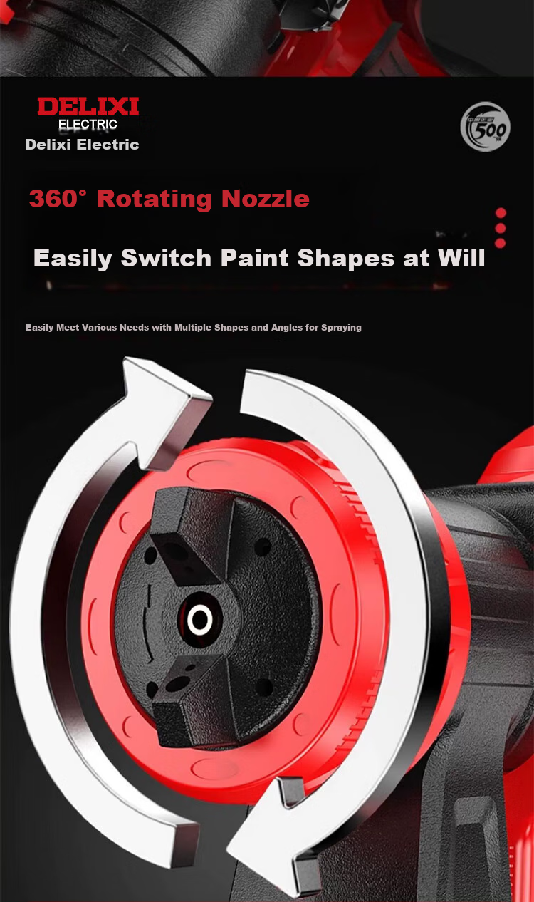 DELIXI Electric Paint Sprayer, Lithium Battery-Powered Paint Gun, High Atomization Spray Pot, Latex Paint Tool, Spraying Machine, Plug-In Model 12