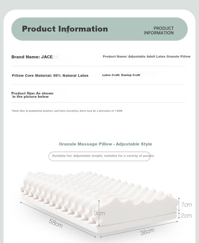 JaCe Thai Imported Latex Pillow, Bread-Shaped Cervical Pillow, 96% Natural Latex Content 17