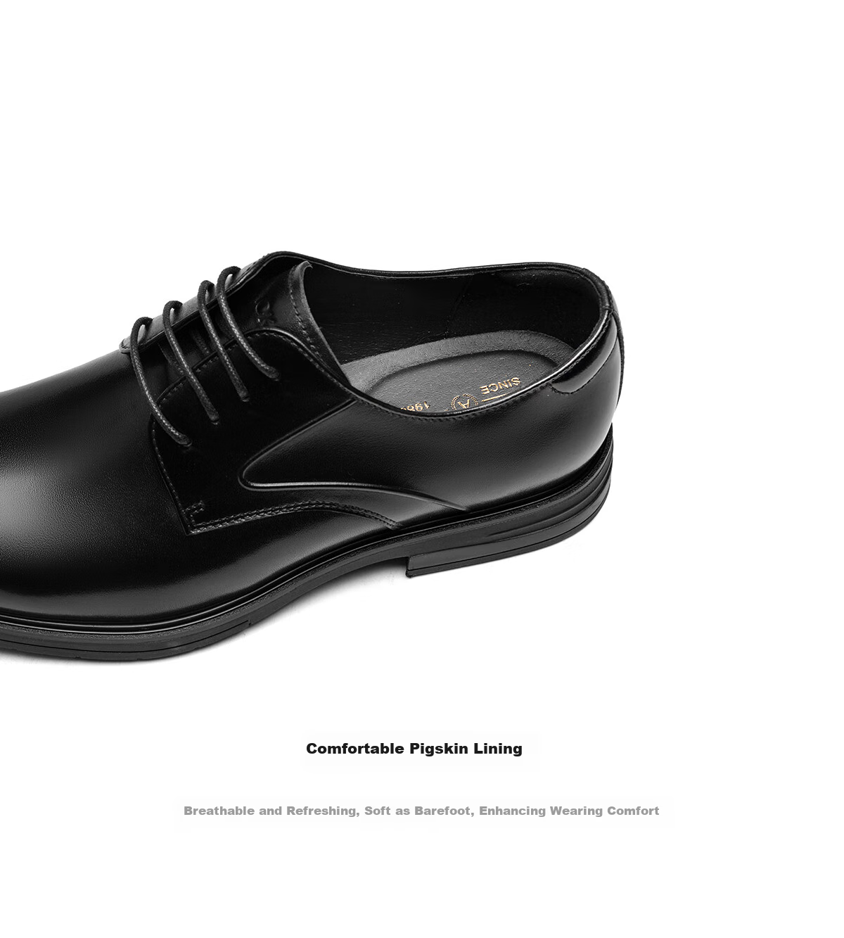 Aokang Men's Shoes, Autumn New Style Formal Leather Shoes, Cowhide Lace-Up Business Professional Groom Comfortable Shoes, Black, Size 38 4