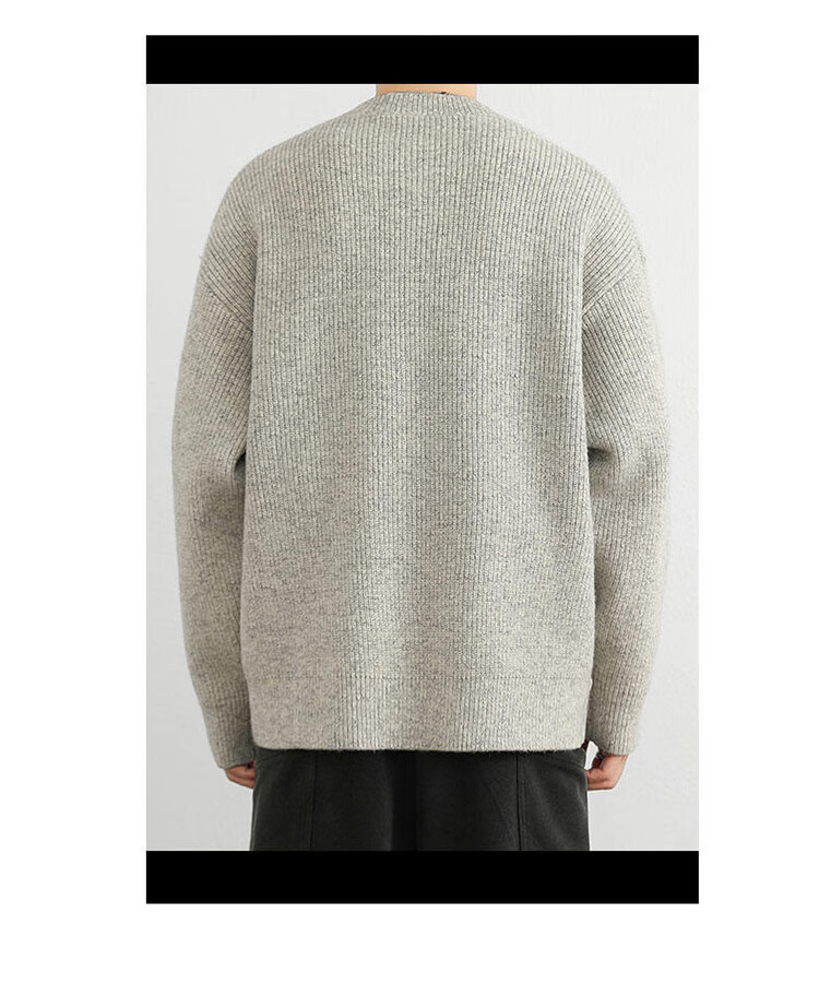 JEEP Men's Winter Sweater Thickened Warm Knitted Shirt Light Gray XL 5