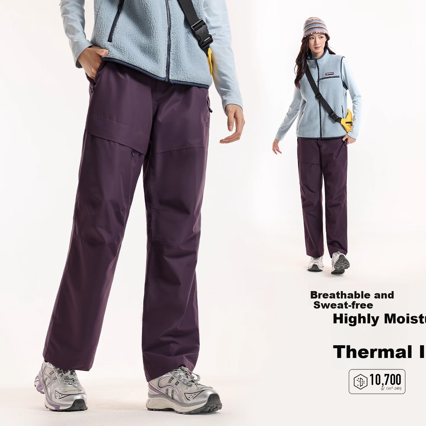 CAMEL Outdoor Hiking Pants for Men, Three-In Windproof Waterproof Fleece Inner Layer, Highly Breathable Moisture-Proof Temperature-Resistant Mountaineering Trousers for Women, XL