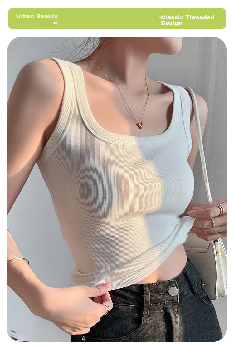 Dushiliren 2-Piece Set of Women's Camisole Tank Tops, Lightweight Spring And Summer Style, Slim Fit, Beautiful Back Design, Suitable for Outer Wear Or As Undershirt, Sleeveless Sports Top 1