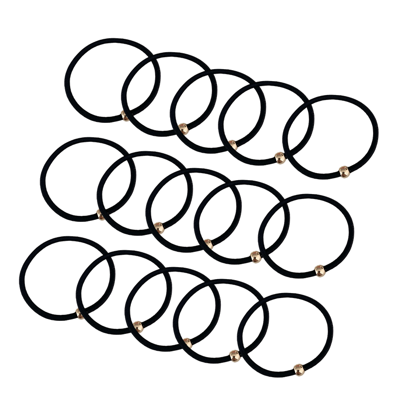 Jianyingshu Simple Small Gold Bead Hair Ties 15pcs High Elastic Hair Bands Ponytail Holders Hair Accessories