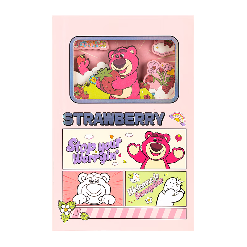 Disney 3D Cartoon Notebook Student High-Quality Cute Diary Thickened Creative Gift Strawberry Bear A75093-T2