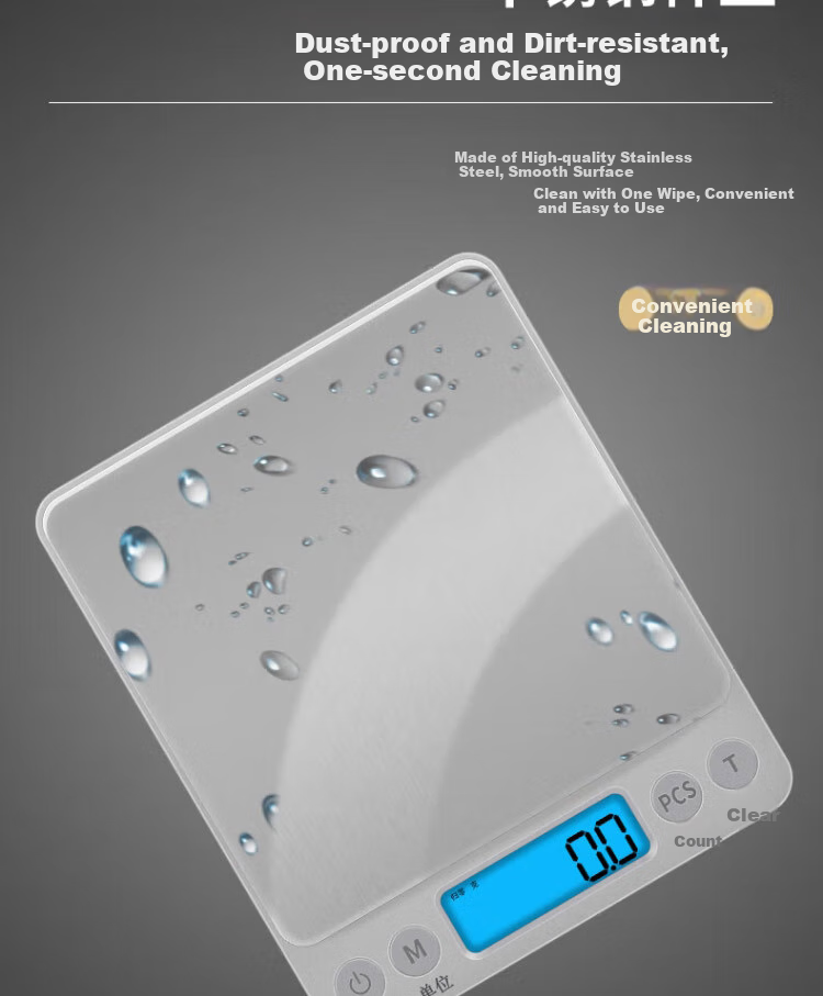 BJ Electronic Kitchen Scale Stainless Steel Weighing Surface Baking Scale Gram Scale Food Scale 3kg/0.1g Coffee Electronic Scale Gram Scale 11