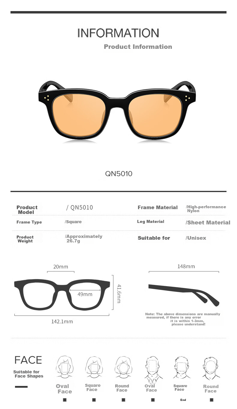 QINA Retro Small Frame Sunglasses for Men And Women, Stylish Sun Glasses, Christmas Gift QN5010A16 9