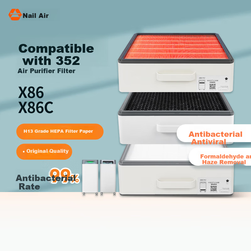 Dingzikonqi Compatible Air Purifier Filter X86/86C Antibacterial And Antiviral High-Efficiency Formaldehyde Removal Set, 3-Piece [Top Layer + Middle Layer + Bottom Layer]