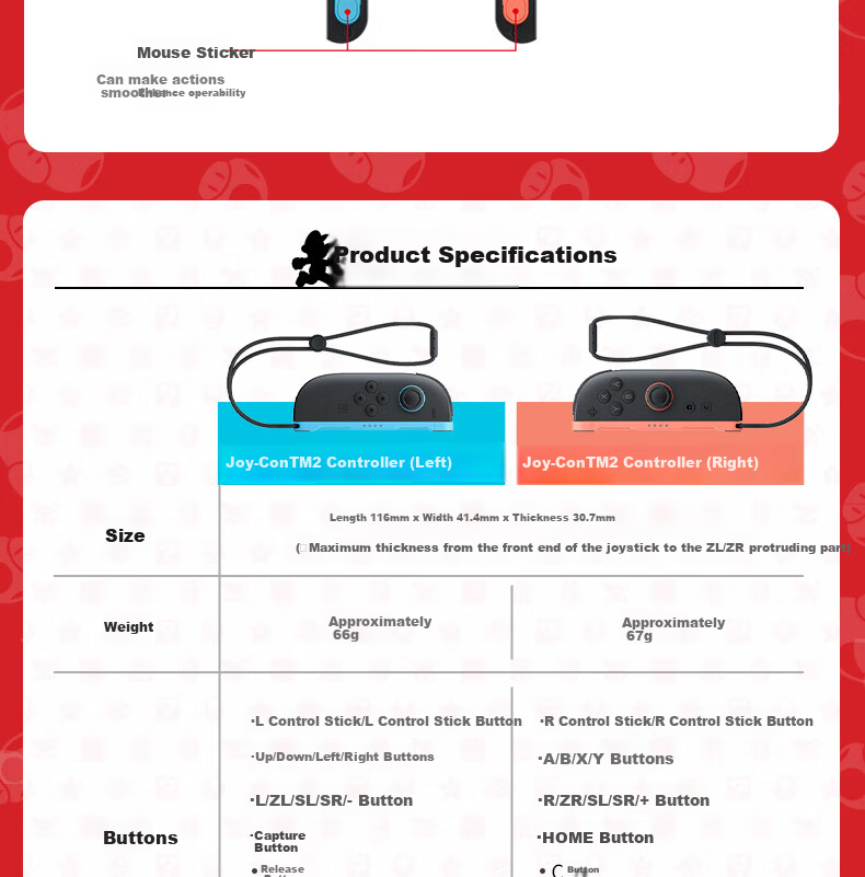 Nintendo Switch Upgraded SWICTH2 Joy-Con2 [2nd Generation Controller, Red And Blue] Game Console Controller Joystick NS2 Peripherals, 2-Pack 13