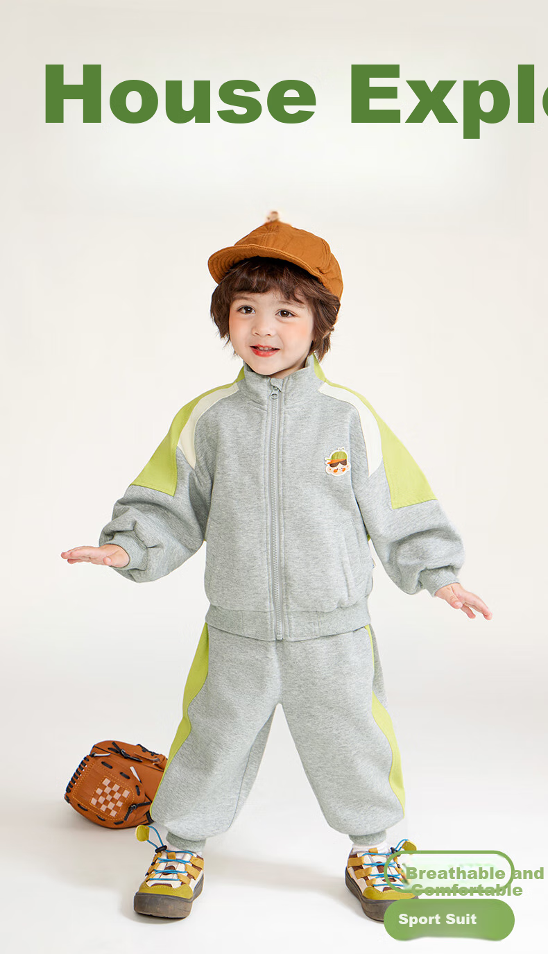 Ciciibear [Level 3 Anti-Pilling] Ciciibear Boys' Sweatshirt Set, Children's Long-Sleeve Autumn Outfit, Baby Outdoor Spring And Autumn Sportswear 1