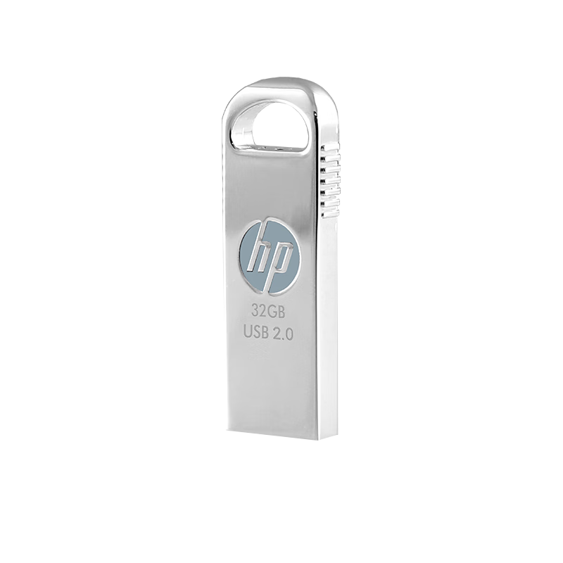 HP 64GB USB 2.0 Flash Drive with Lanyard V206w Silver Metal Mini USB Stick for Business Computer