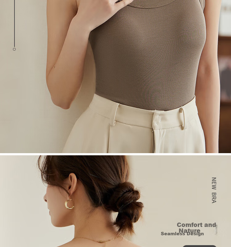 LangSha Wireless Bra Vest for Women with Built-in Chest Pad, One-piece Innerwear, Plus Size, Sexy, Versatile, High Elasticity, Breathable Camisole 20