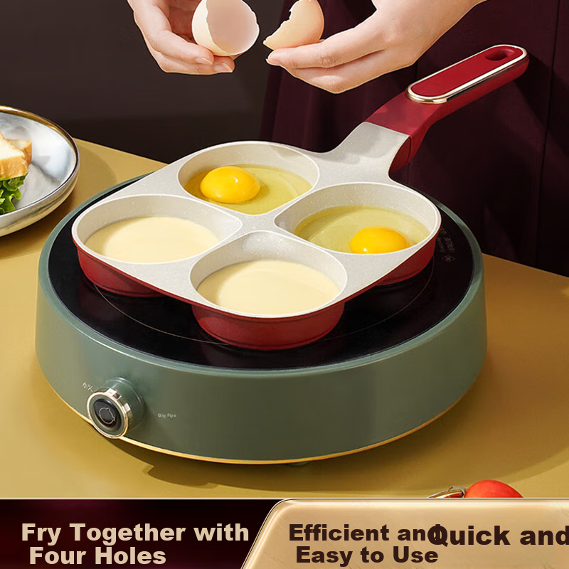 SSN Four-Hole Frying Pan, Egg Maker, Breakfast Pan, Egg Burger Pan, Non-Stick Pan, Egg Frying Pan, Meat And Egg Burger Pa 5