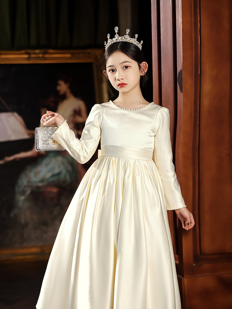 Hanquan High-End Girls' Piano Performance Dress Cello Concert Dress Host Princess Dress Girls' Birthday Party Autumn Winter 4