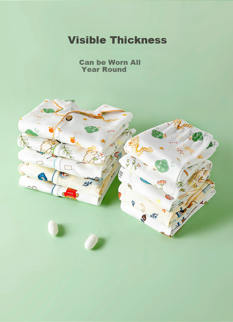YISHUANGER Children's Homewear Set Girls Pajamas Air Conditioning Clothes Summer Thin Baby Boys Blooming Flower 120 7