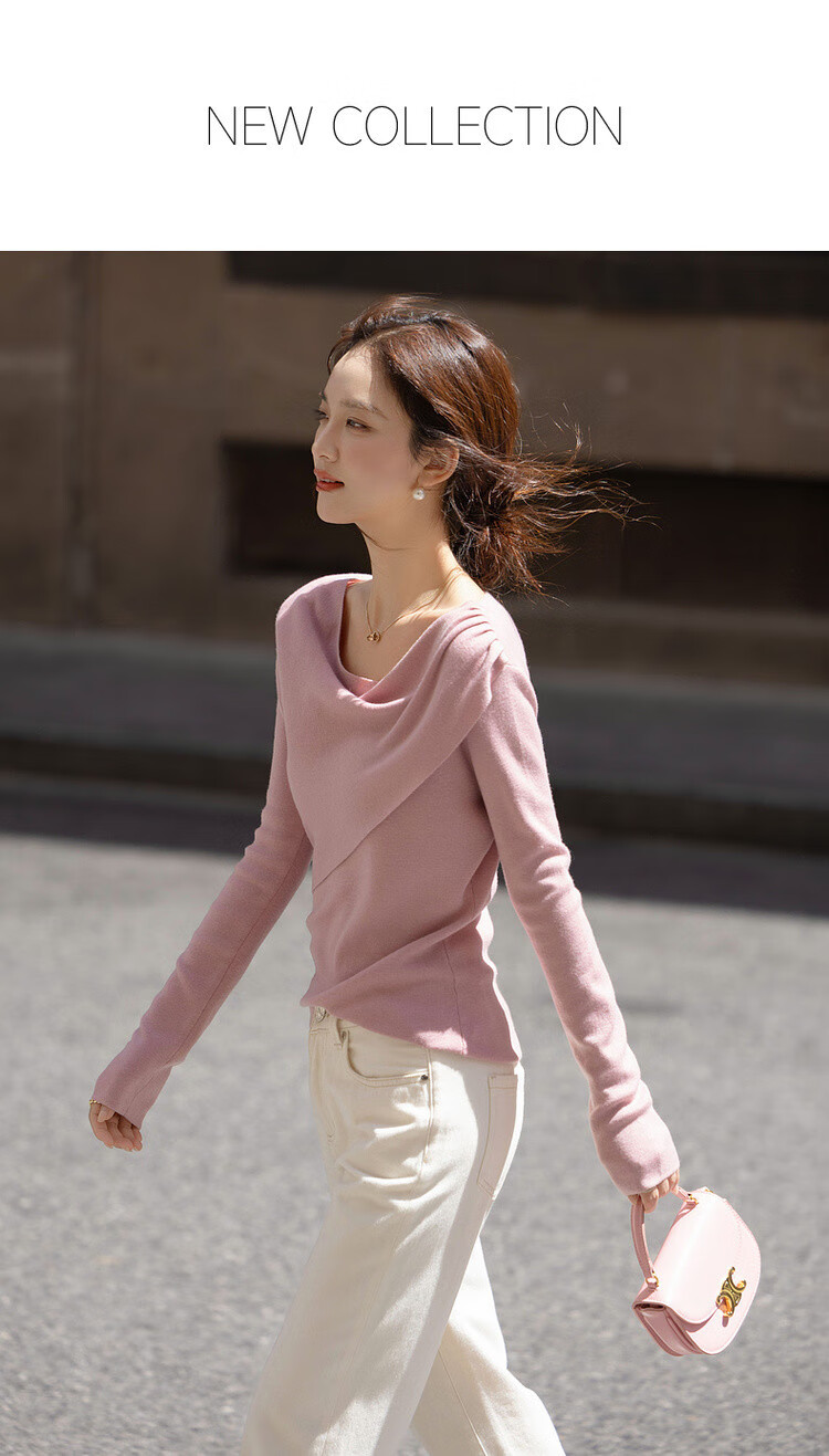 Demana Heartbeat Knit Collection Autumn Elegant V-Neck Long Sleeve Wool Blend Sweater for Women 1