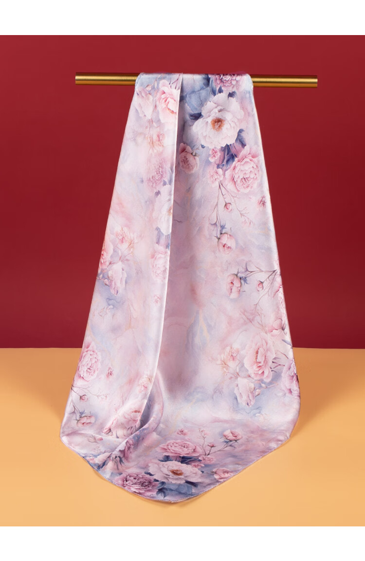 Shanghai Story Women's Silk Satin Small Square Scarf 100% Mulberry Silk Scarf Gift Box Birthday Present Tipsy Mist 11