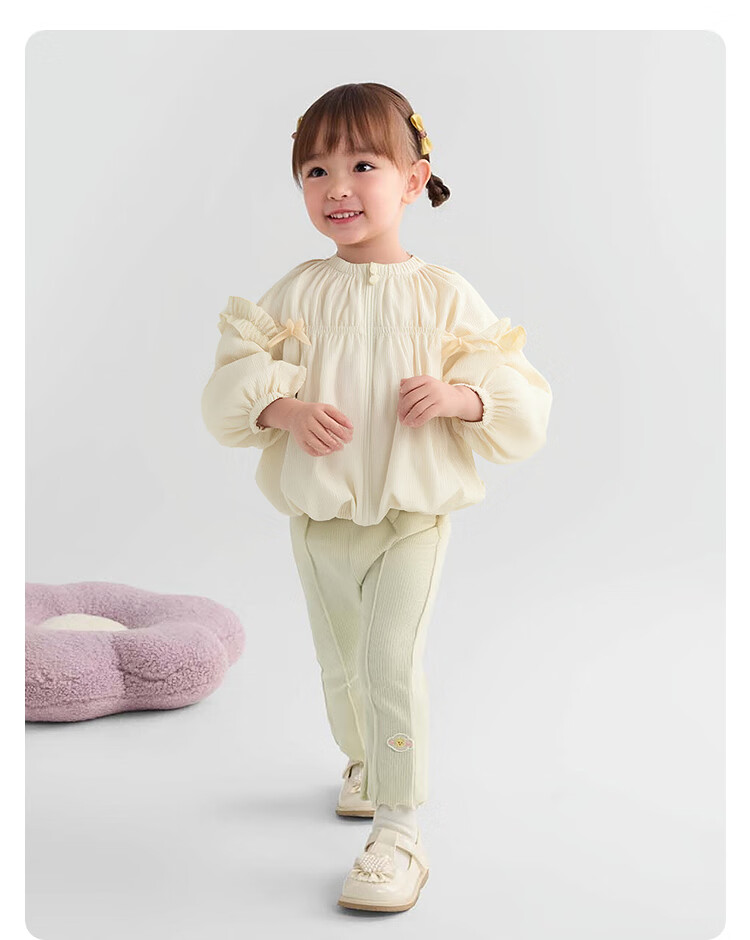 BALABALA Children's Outerwear, Girls' Coat, Puff Sleeve Top, Autumn Wear, Bow Tie Sweet Style, 209325105001 10