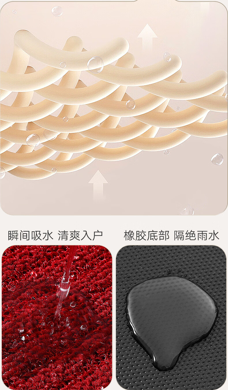 Dajiang Entrance Door Mat, Red Carpet with Embroidery, Rubber Foot Mat, Safe Entry And Exit Doormat, 60x90cm 1