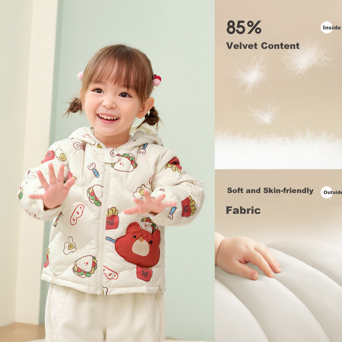 BALABALA Children's down Jacket for Girls And Boys, Winter Lightweight Warm Coat for Toddlers, Cute Outerwear for Baby Boys And Girls
