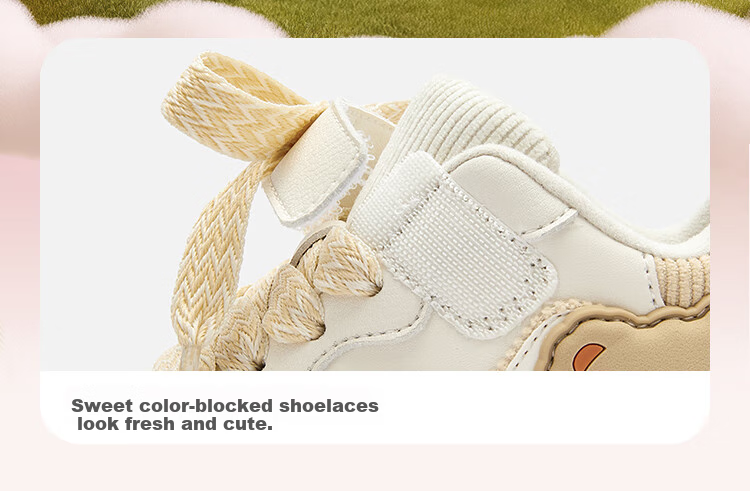 BALABALA Children's Shoes, Girls' Sneakers, Kids' Sports Shoes, White Casual Shoes for Autumn And Winter, Sweet Fleece-Lined 7